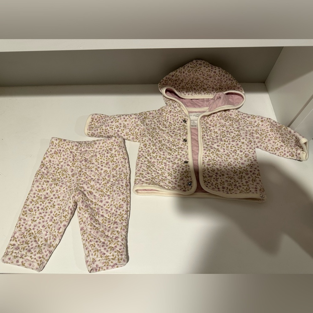 Little Planet by Carter's Organic Quilted Lilac Floral Hoodie & Pants Set 3M